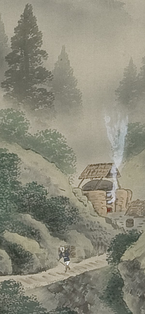 掛軸　彩色山水　川村和香 詳細画像