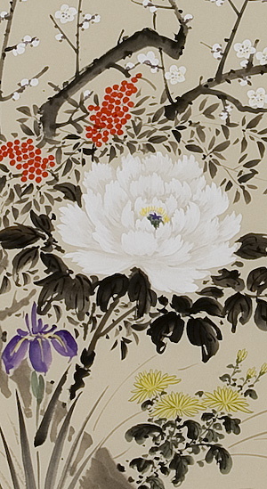 四季草花　尾上晩翠（直筆）