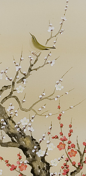 梅に鶯　宮沢湖春（直筆）