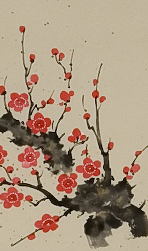 掛軸 紅梅 紅梅 宮沢湖春（直筆） 【掛け軸の販売専門店 掛軸倶楽部】