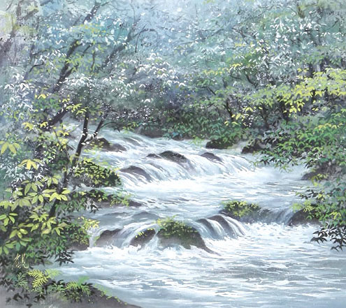 奥入瀬　尺八横　野川　観（直筆）　【掛け軸の販売専門店　掛軸倶楽部】