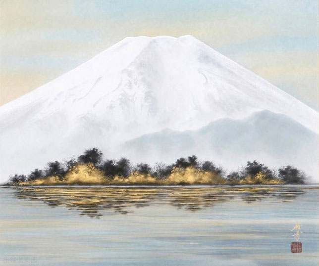 湖上富士　稲垣雅彦【直筆作品】