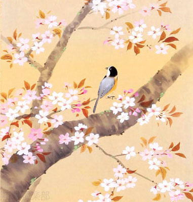 桜に小禽 掘 高泉【直筆作品】